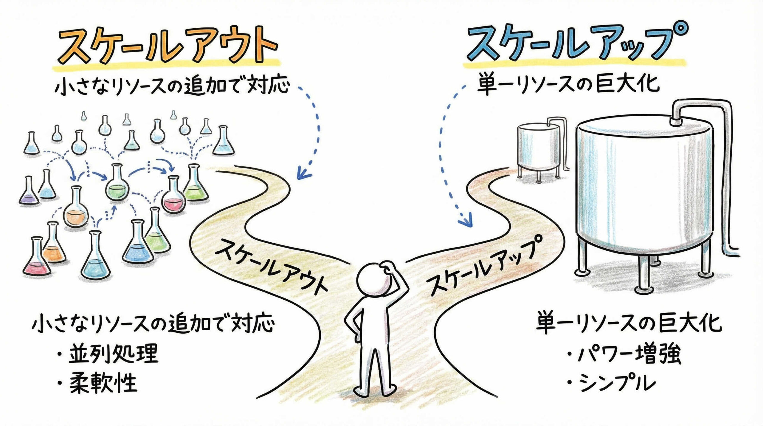 スケールアウトとスケールアップの違いと適切な使い分け