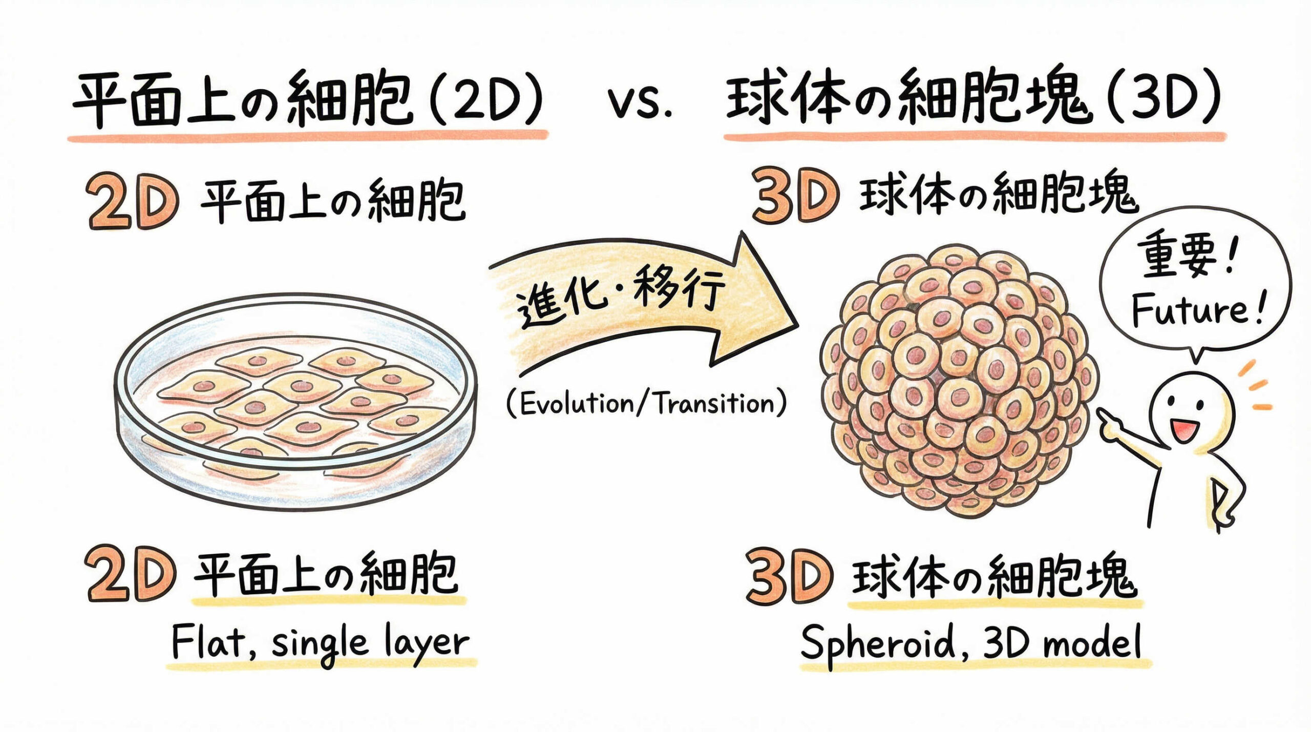 従来の平面培養から3次元培養へ移行すべき科学的根拠
