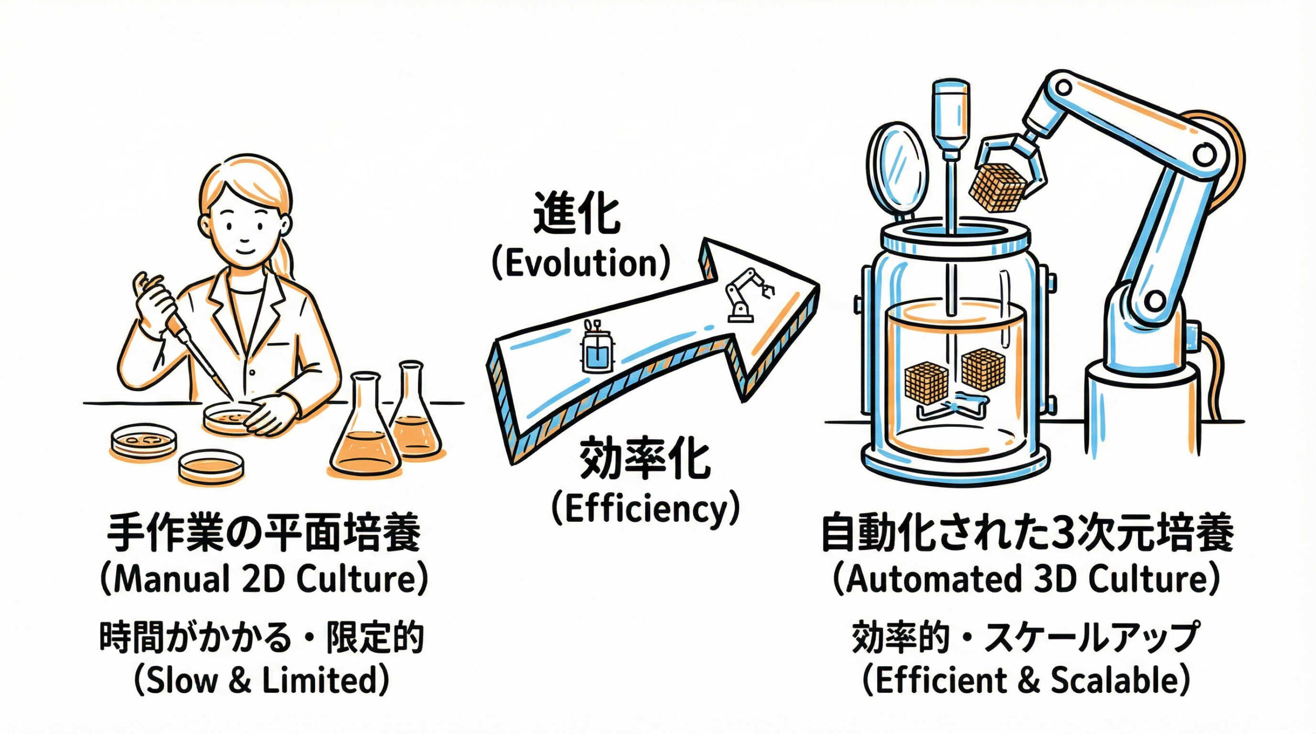 細胞培養のスケールアップ戦略の結論：商用化に向けた3次元培養と自動化の導入